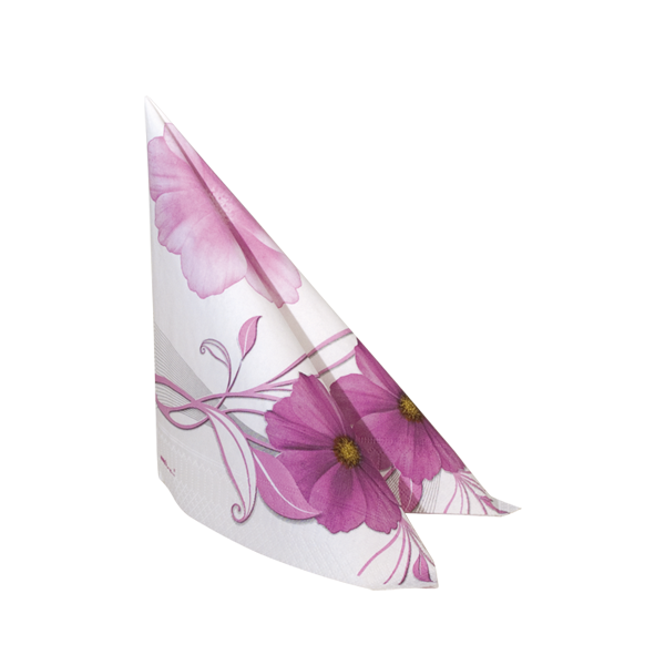 ZS50 Zelltuchservietten 40x40 cm, 3-lagig, 1/4 Falz, Pink Flower