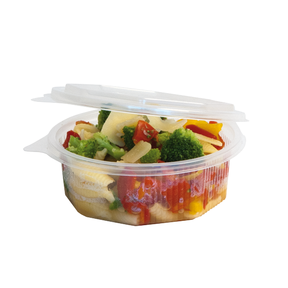 K44 Salatbox 8-eckig 500 ml mit anhängendem Deckel PP
