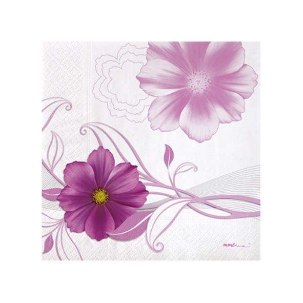 ZS34 Zelltuchservietten 33x33 cm, 3-lagig, 1/4 Falz, Pink Flower